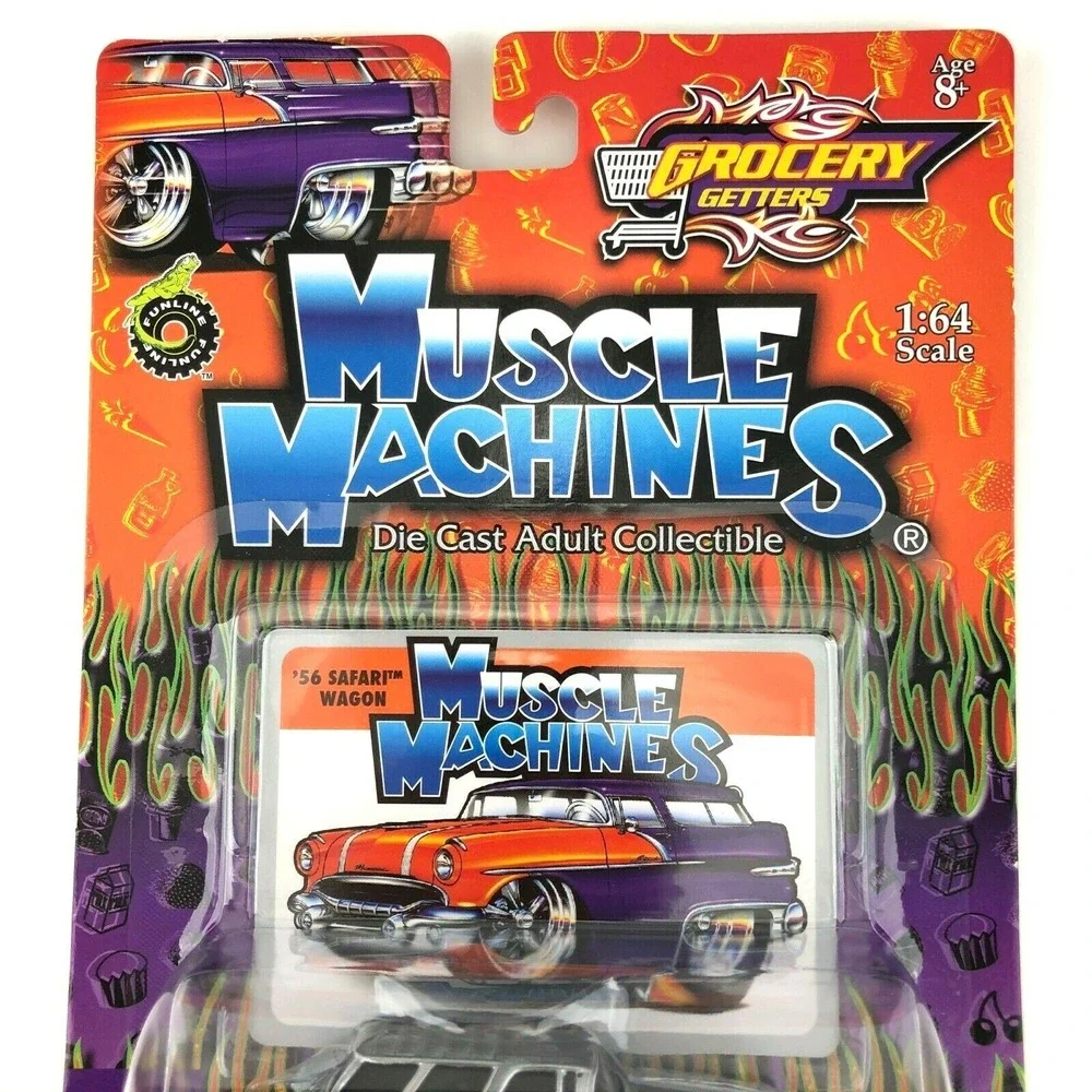 Muscle Machines 1956‎ '56 Pontiac Safari Wagon Metallic Gray Car Die Cast 1/64